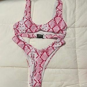 SHEIN snake skin buckle bathing suit